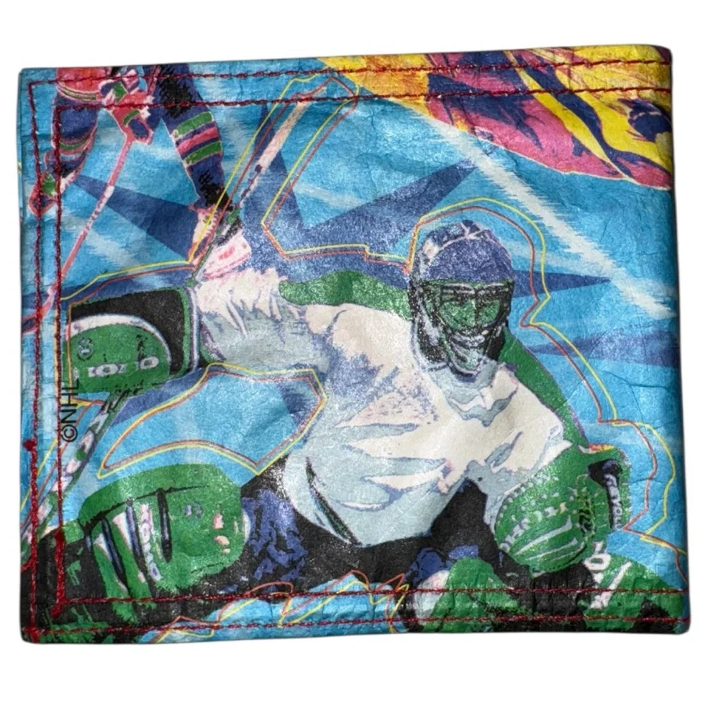 Vintage 90s NHL Kids Multicolor Blue Pink Wallet